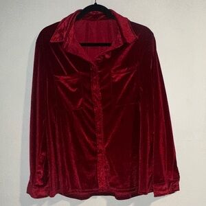 Elegant Red Velvet Women's Top